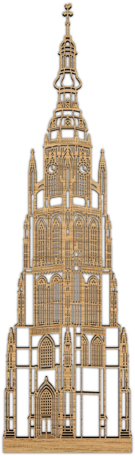 Eiken stadsicoon van Grote Kerk Breda, City Shapes wanddecoratie