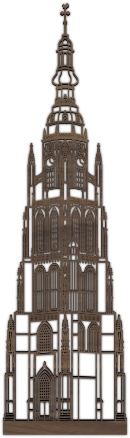 Noten stadsicoon van Grote Kerk Breda, City Shapes wanddecoratie