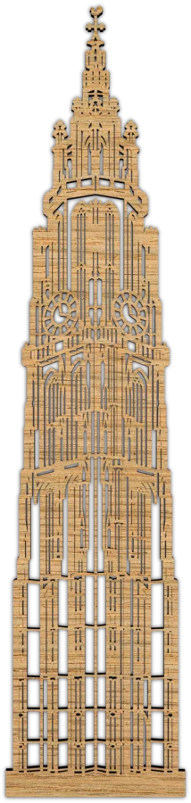 Eiken stadsicoon van Kathedraal Antwerpen, City Shapes wanddecoratie