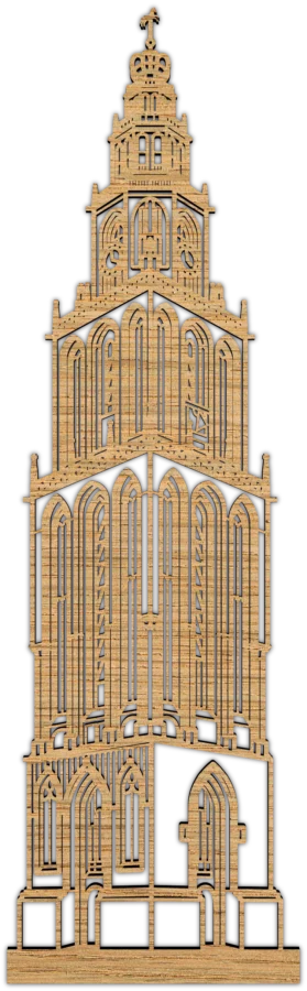 Eiken stadsicoon van Martinitoren, City Shapes wanddecoratie