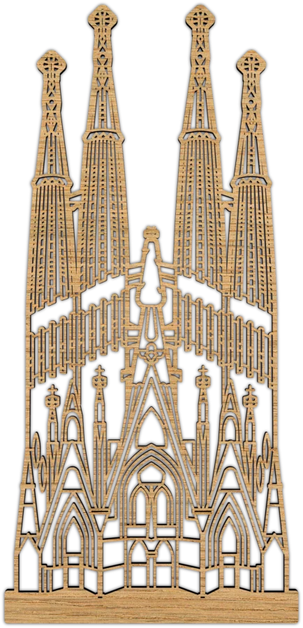 Eiken stadsicoon van Sagrada Familia, City Shapes wanddecoratie