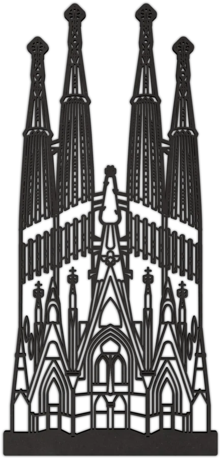 Zwart-MDF stadsicoon van Sagrada Familia, City Shapes wanddecoratie