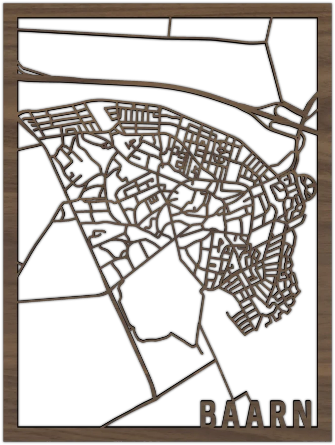 Noten stadskaart van Baarn, City Shapes wanddecoratie