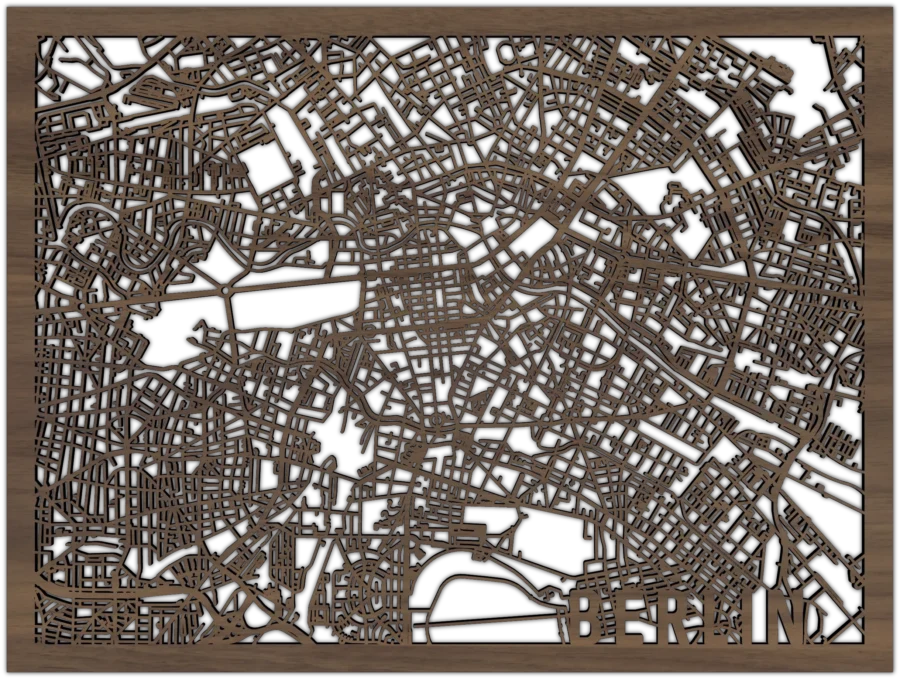 Noten stadskaart van Berlin, City Shapes wanddecoratie