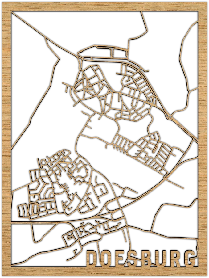 Eiken stadskaart van Doesburg, City Shapes wanddecoratie