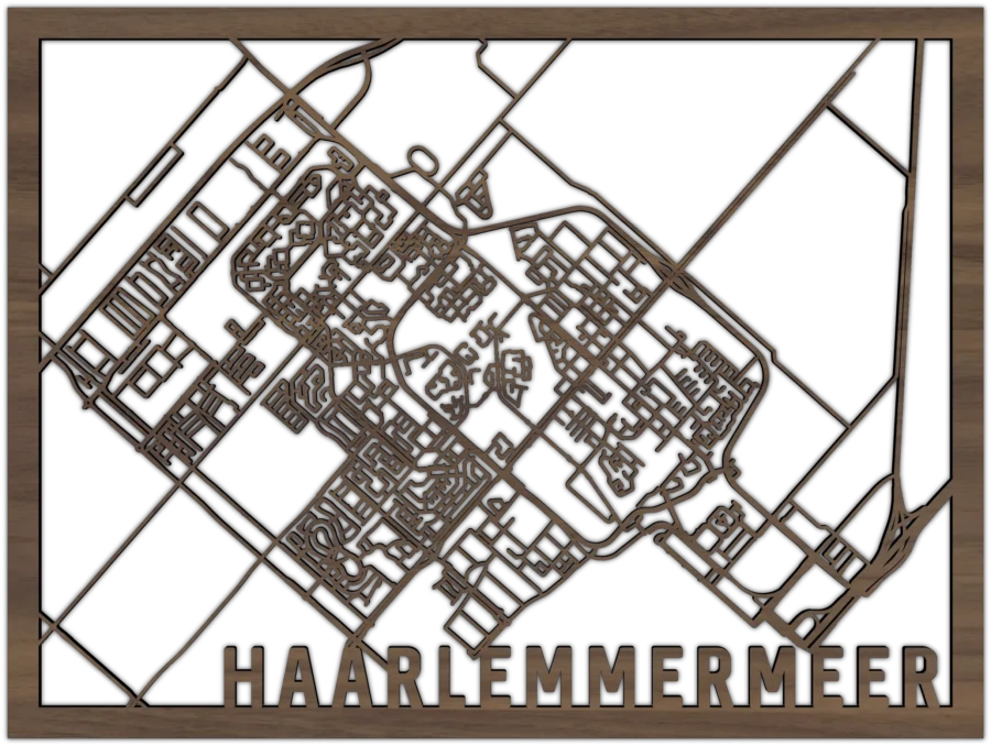 Noten stadskaart van Haarlemmermeer, City Shapes wanddecoratie