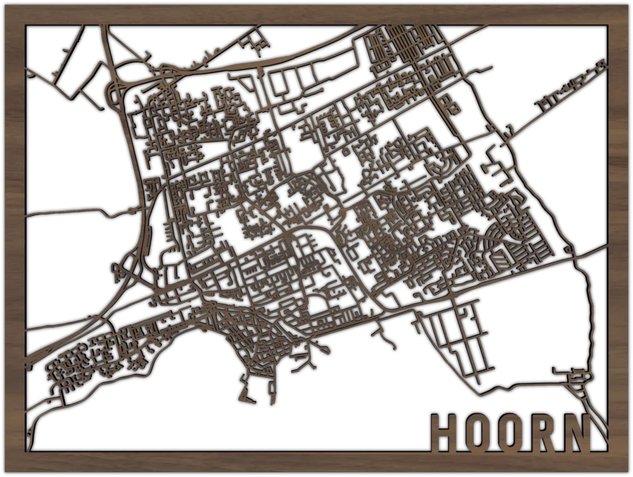 Noten stadskaart van Hoorn, City Shapes wanddecoratie