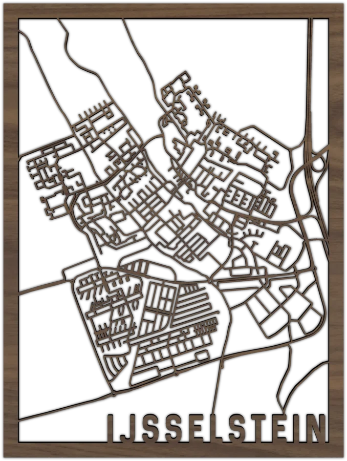 Noten stadskaart van IJsselstein, City Shapes wanddecoratie