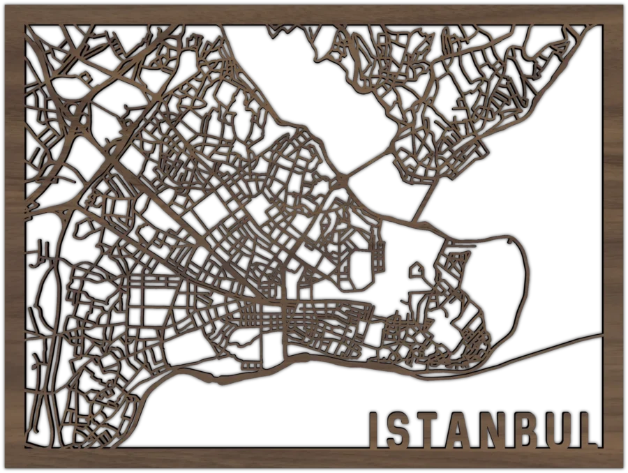 Noten stadskaart van Istanbul, City Shapes wanddecoratie