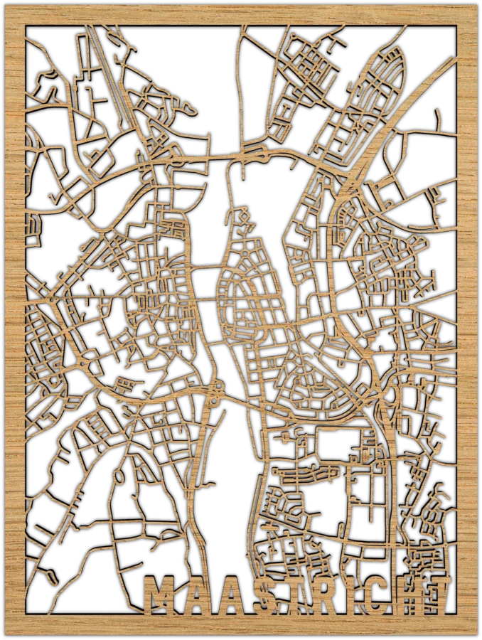 Eiken stadskaart van Maastricht, City Shapes wanddecoratie