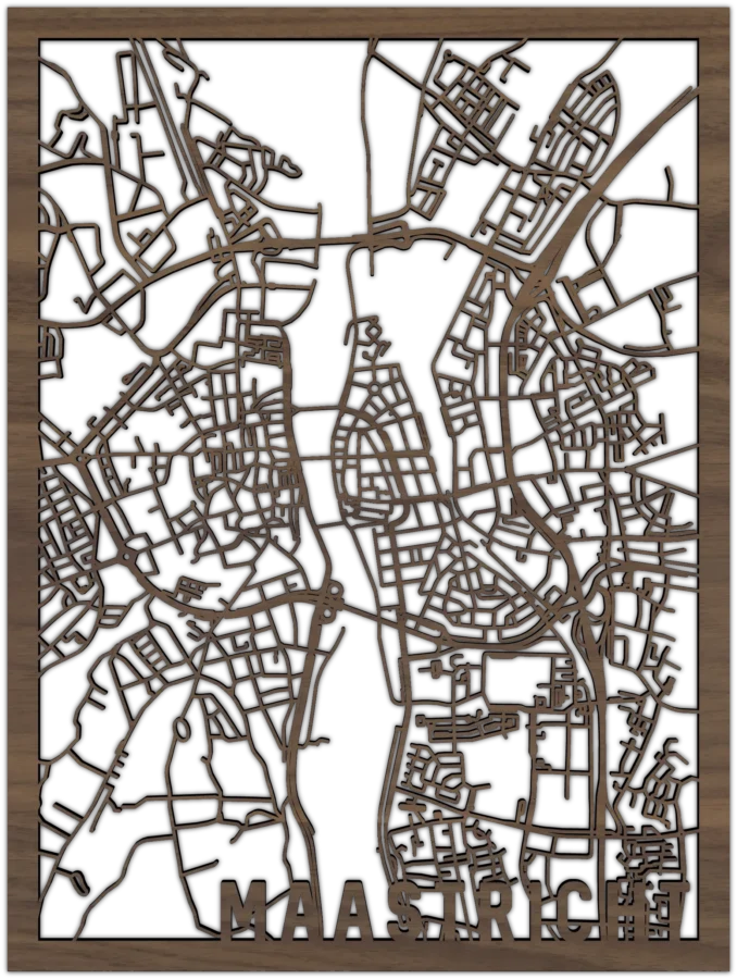 Noten stadskaart van Maastricht, City Shapes wanddecoratie