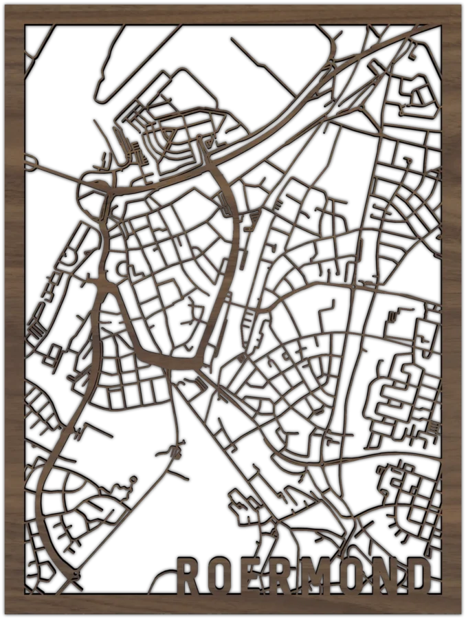 Noten stadskaart van Roermond, City Shapes wanddecoratie