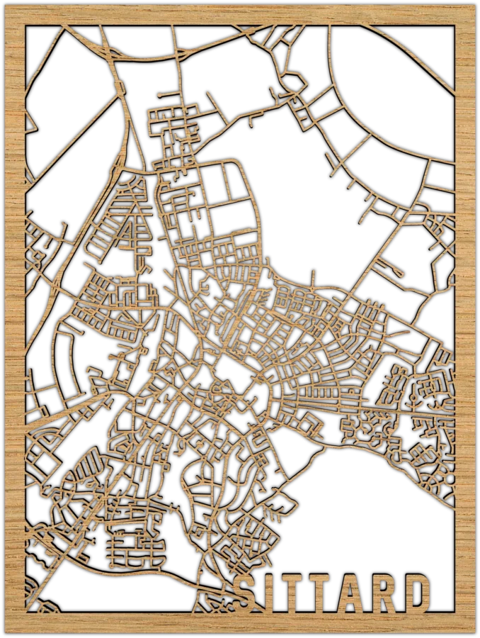 Eiken stadskaart van Sittard, City Shapes wanddecoratie