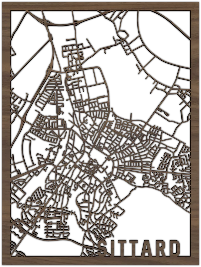 Noten stadskaart van Sittard, City Shapes wanddecoratie