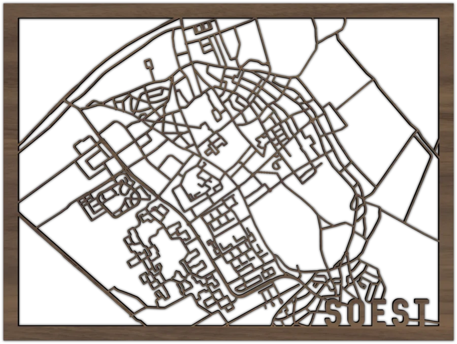 Noten stadskaart van Soest, City Shapes wanddecoratie