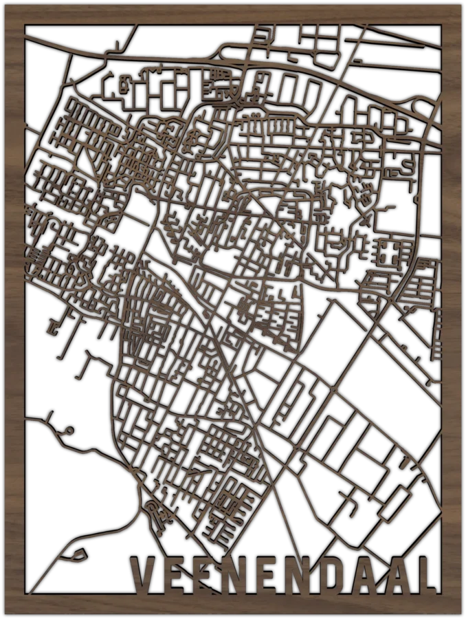 Noten stadskaart van Veenendaal, City Shapes wanddecoratie