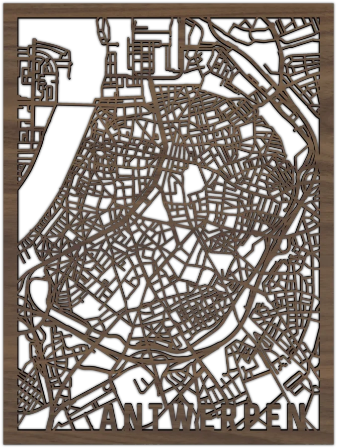 Noten stadskaart van antwerpen, City Shapes wanddecoratie