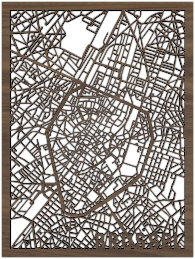 Noten stadskaart van brussel, City Shapes wanddecoratie