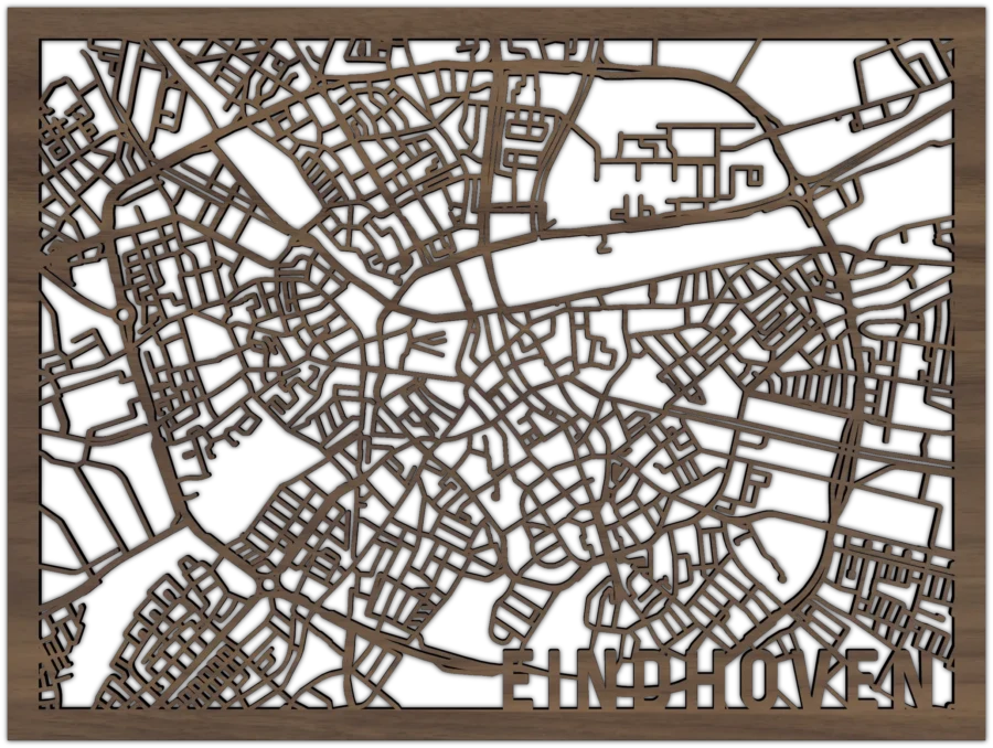 Noten stadskaart van eindhoven, City Shapes wanddecoratie