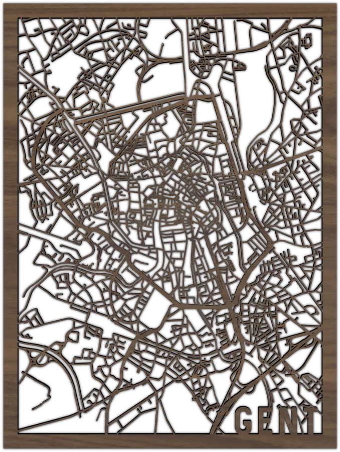 Noten stadskaart van gent, City Shapes wanddecoratie