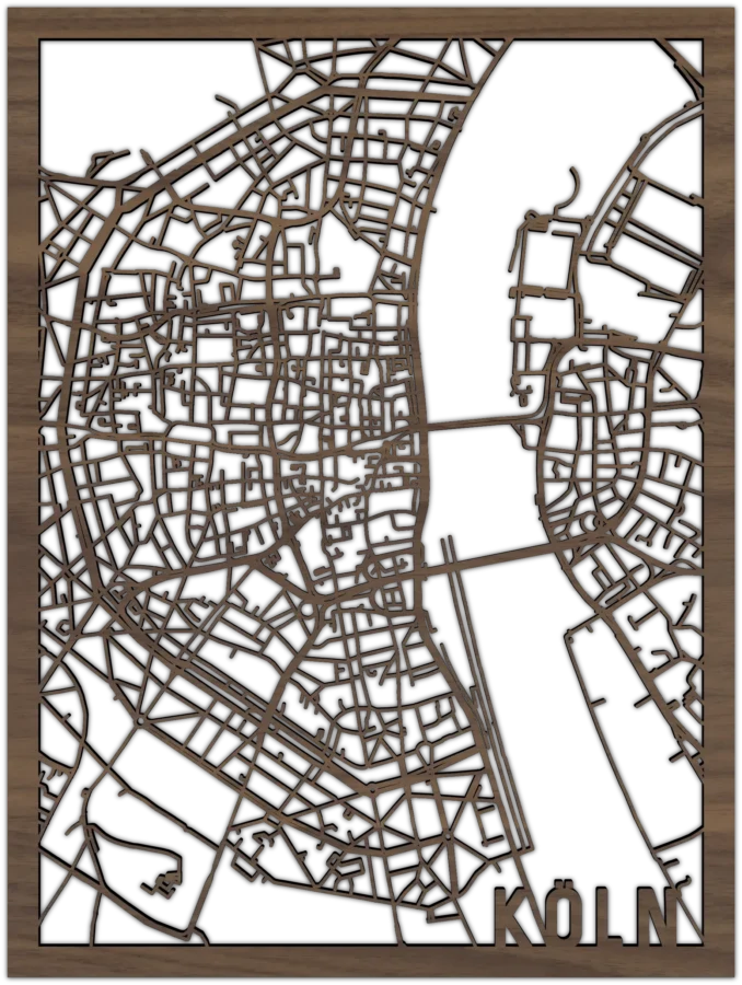 Noten stadskaart van koln, City Shapes wanddecoratie