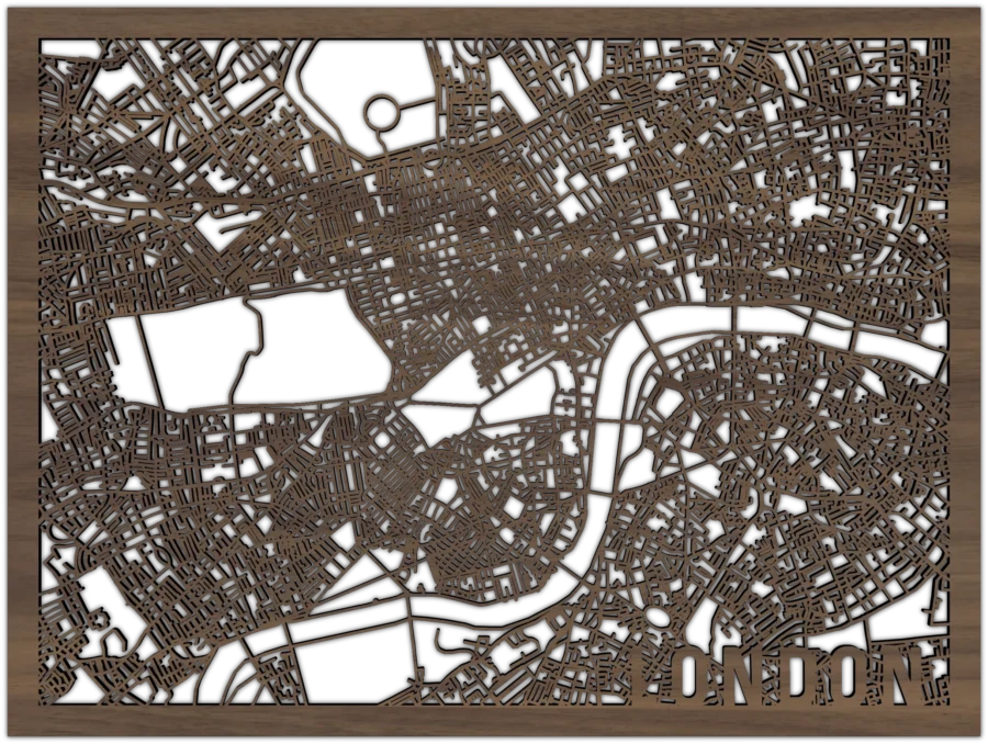 Noten stadskaart van london, City Shapes wanddecoratie