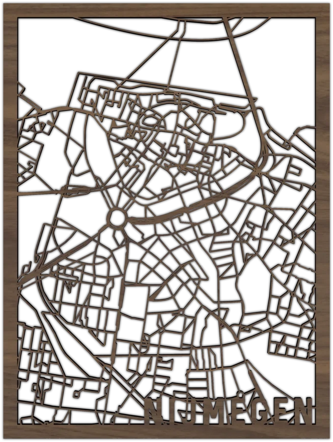 Noten stadskaart van nijmegen, City Shapes wanddecoratie