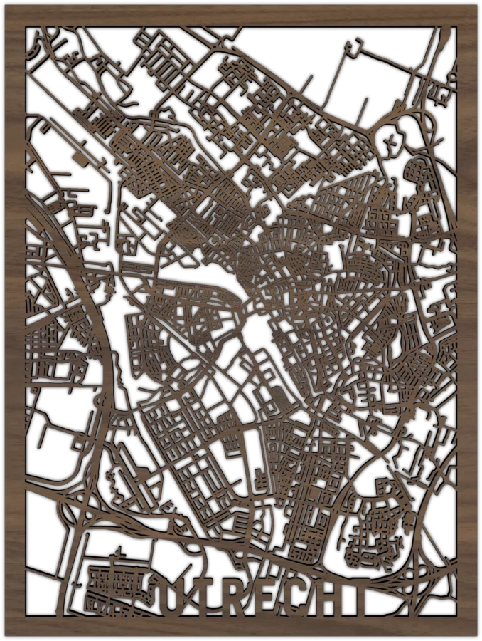 Noten stadskaart van utrecht, City Shapes wanddecoratie