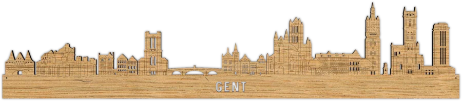 Eiken skyline van Gent, City Shapes wanddecoratie