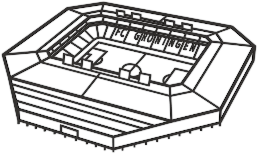 Zwart-MDF stadion van Euroborg, City Shapes wanddecoratie