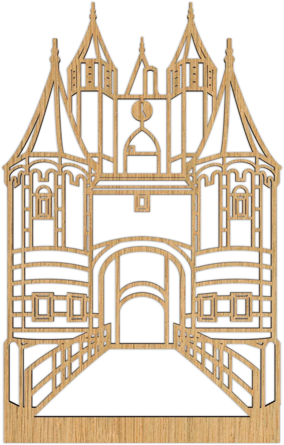 Eiken stadsicoon van Amsterdamse Poort, City Shapes wanddecoratie