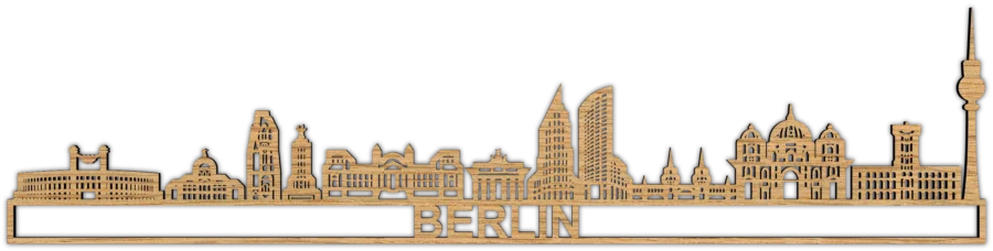 Eiken Skyline van Berlin, City Shapes wanddecoratie