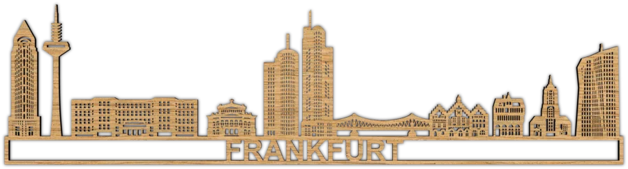 Eiken Skyline van Frankfurt, City Shapes wanddecoratie