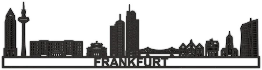 Zwart-MDF Skyline van Frankfurt, City Shapes wanddecoratie