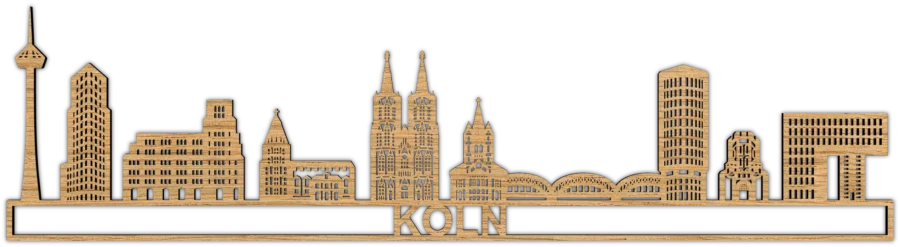 Eiken Skyline van Koln, City Shapes wanddecoratie