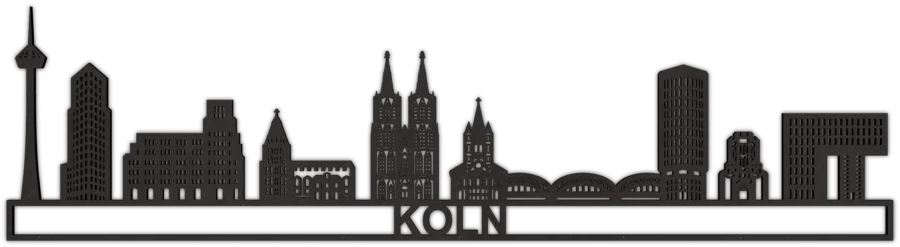 Zwart-MDF Skyline van Koln, City Shapes wanddecoratie