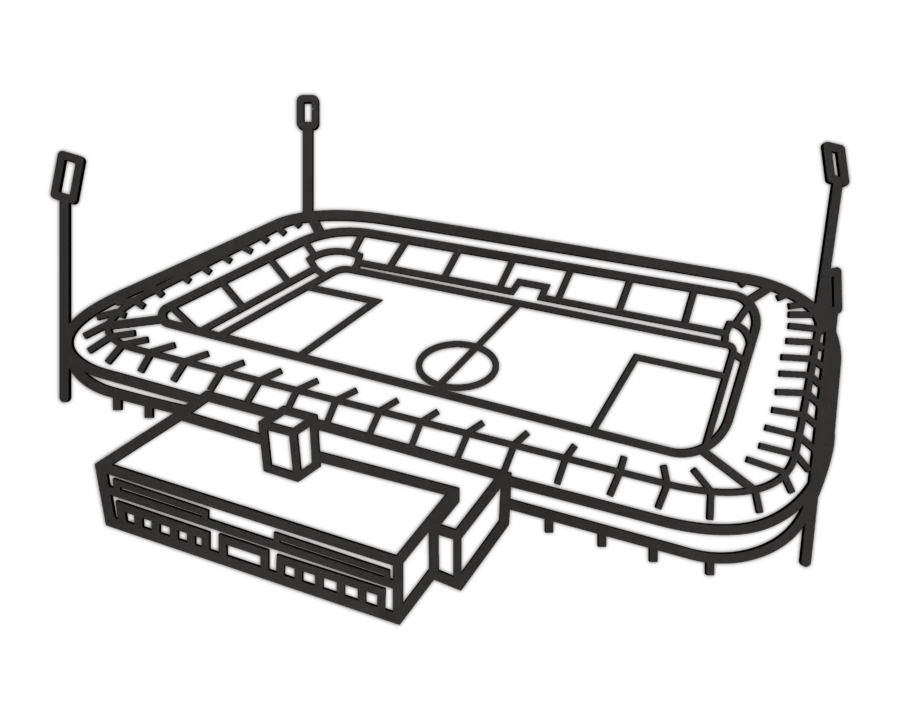 Zwart-MDF stadion van Goffert, City Shapes wanddecoratie