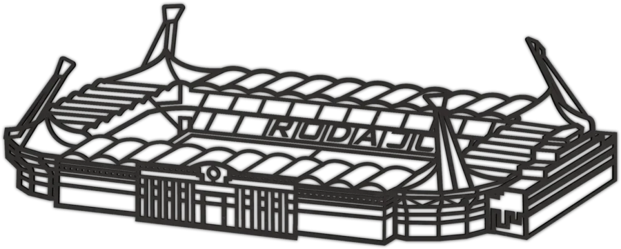 Zwart-MDF stadion van Parkstad Limburg, City Shapes wanddecoratie