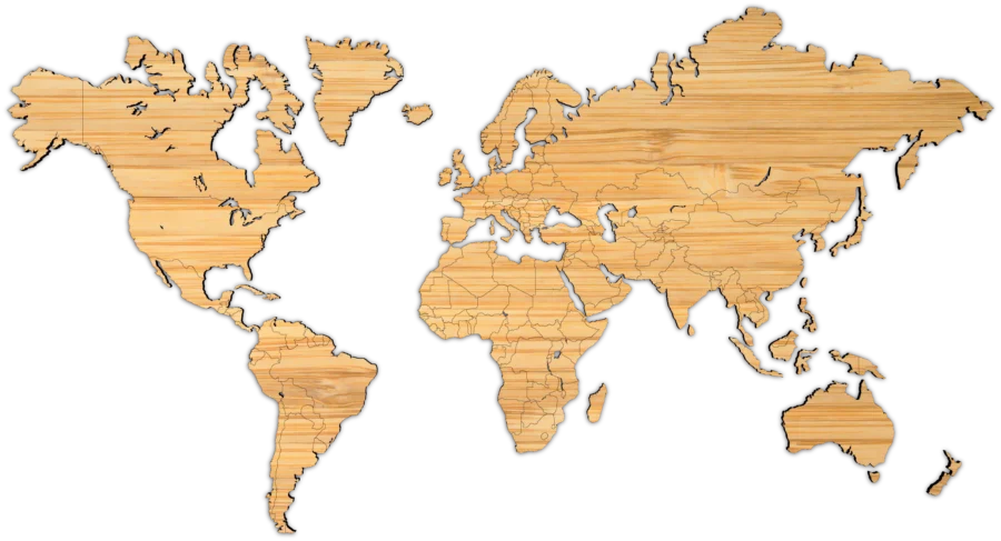 Bamboe wereldkaart van Houten Wereldkaart, City Shapes wanddecoratie