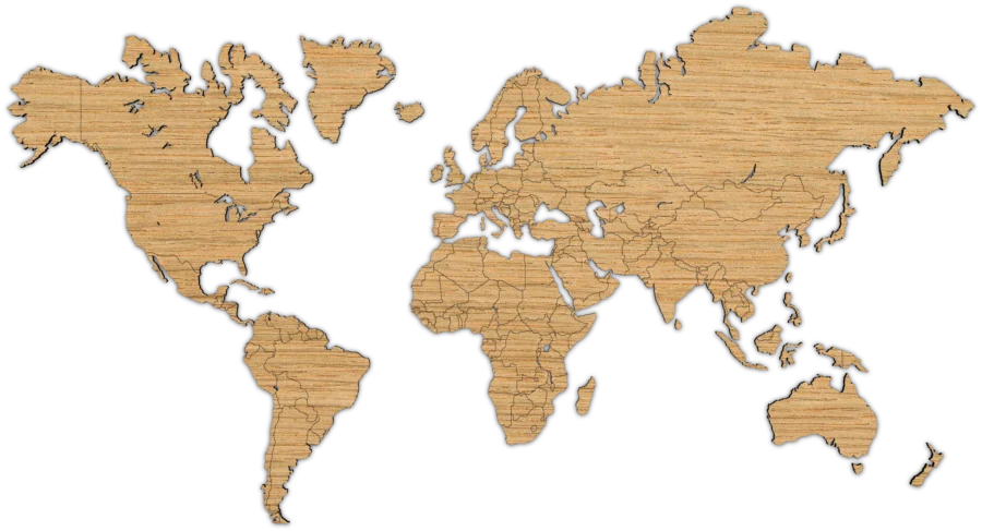 Eiken wereldkaart van Houten Wereldkaart, City Shapes wanddecoratie