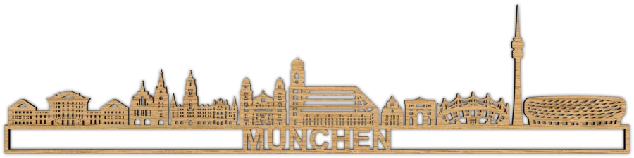 Eichenholz Skyline von Munchen, City Shapes Wanddekoration