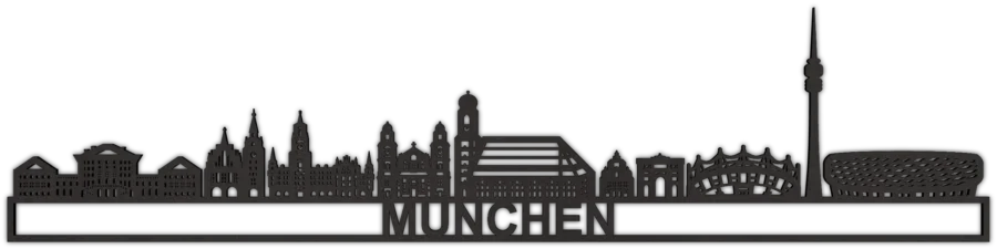 Schwarz Skyline von Munchen, City Shapes Wanddekoration