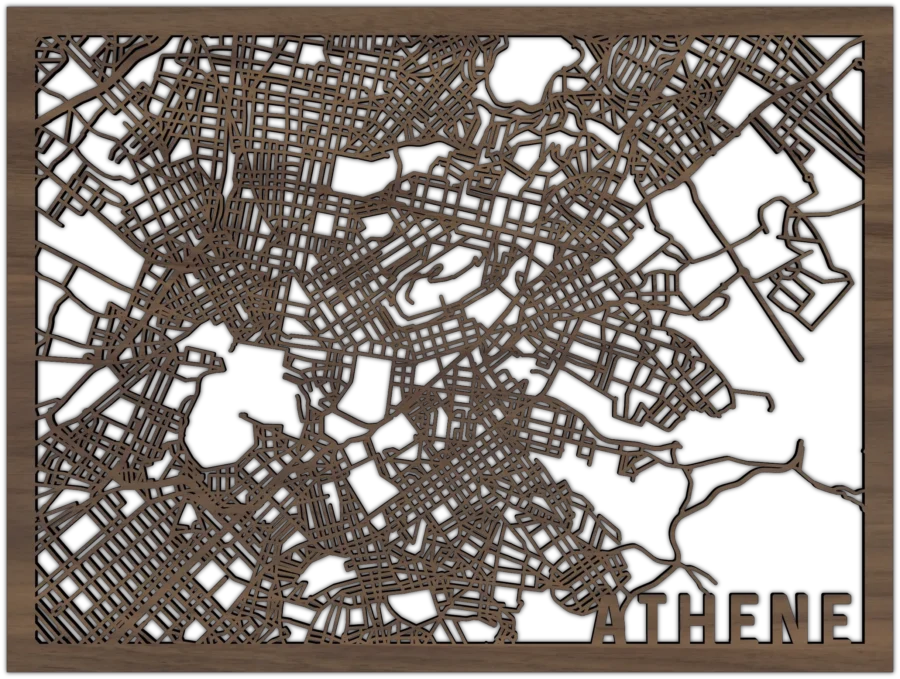 Nussbaum Stadtplan von Athen, City Shapes Wanddekoration