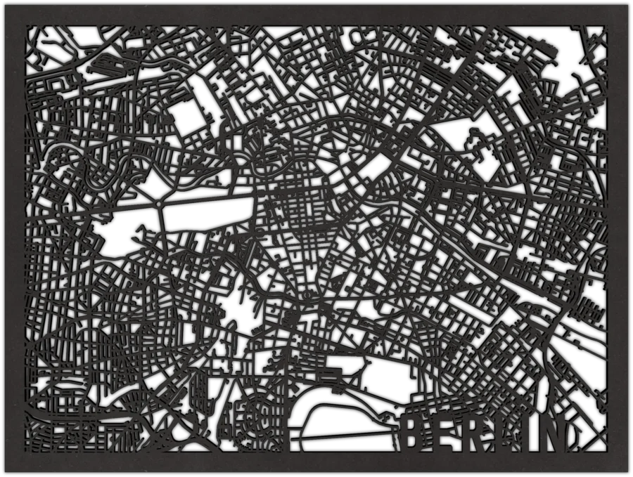 Schwarz Stadtplan von Berlin, City Shapes Wanddekoration