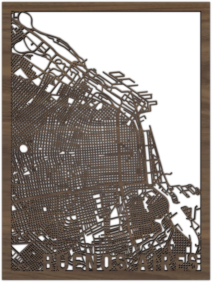 Nussbaum Stadtplan von Buenos Aires, City Shapes Wanddekoration