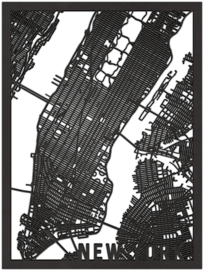 Schwarz Stadtplan von New York, City Shapes Wanddekoration