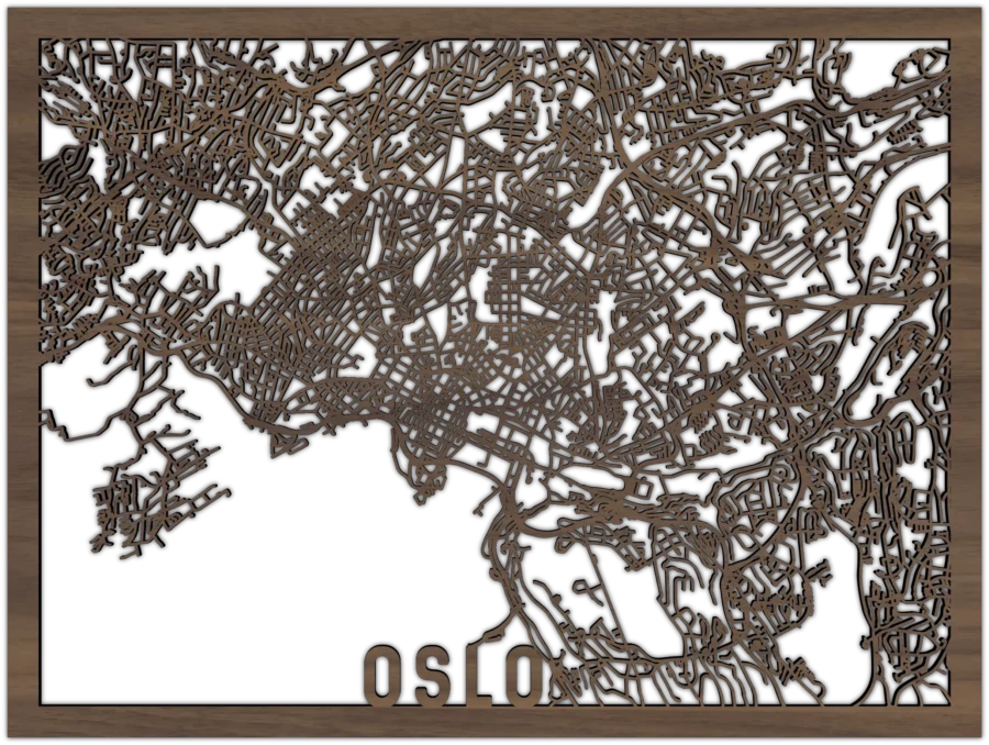 Nussbaum Stadtplan von Oslo, City Shapes Wanddekoration