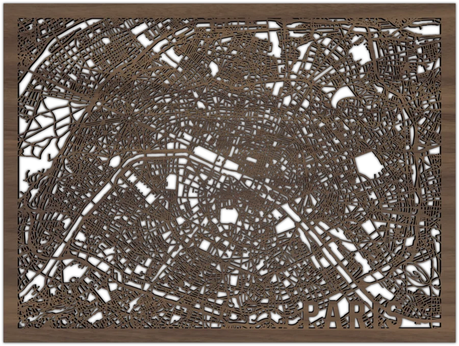 Nussbaum Stadtplan von Paris, City Shapes Wanddekoration