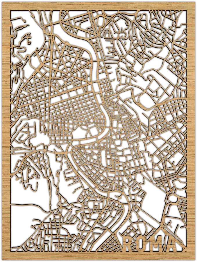 Eichenholz Stadtplan von Rom, City Shapes Wanddekoration