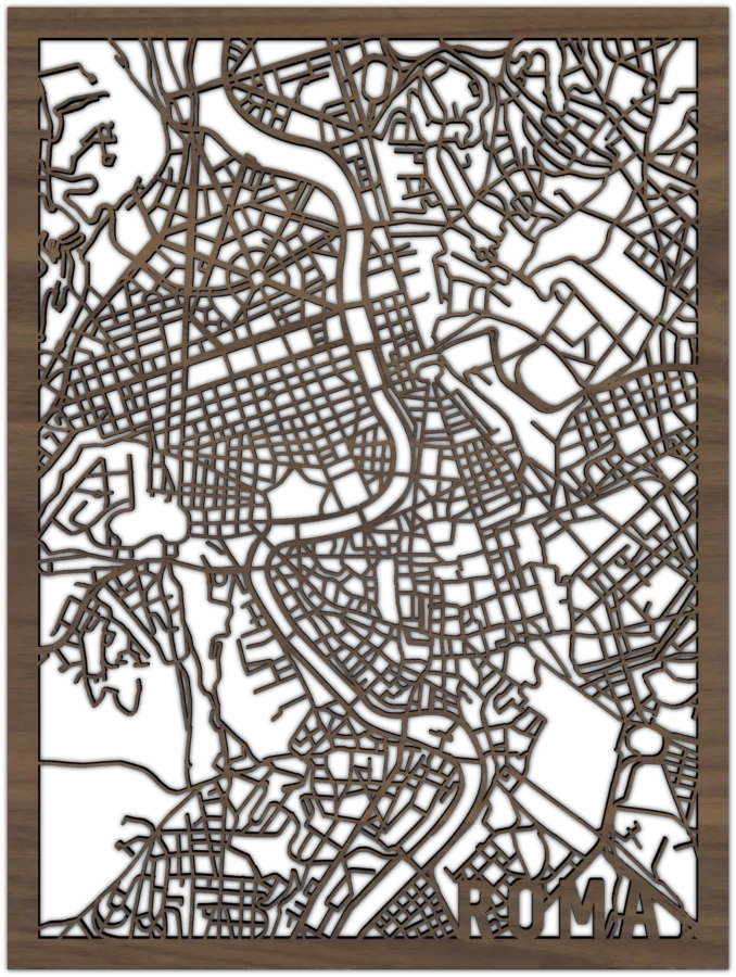 Nussbaum Stadtplan von Rom, City Shapes Wanddekoration